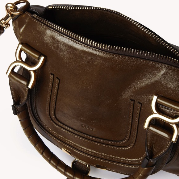 NWT Chloé Small Marcie Double Carry Bag in Dark Khaki - Picture 5 of 11